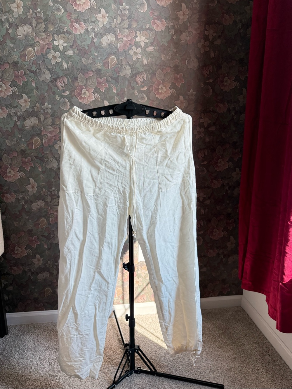 H&M White Straight-Leg Women’s Pants with Elastic Waist